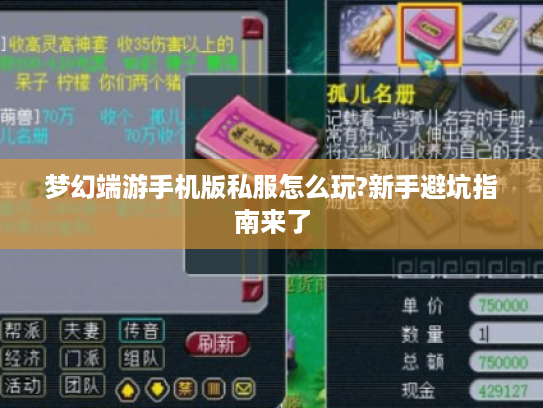 梦幻端游手机版私服怎么玩?新手避坑指南来了