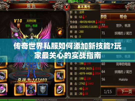 传奇世界私服如何添加新技能?玩家最关心的实战指南