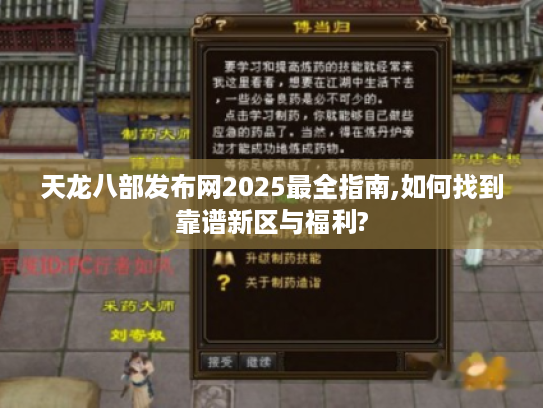 天龙八部发布网2025最全指南,如何找到靠谱新区与福利?