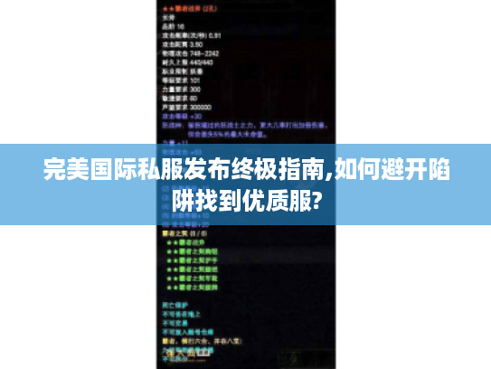 完美国际私服发布终极指南,如何避开陷阱找到优质服?