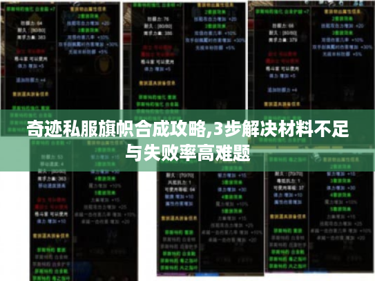 奇迹私服旗帜合成攻略,3步解决材料不足与失败率高难题