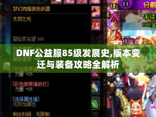 DNF公益服85级发展史,版本变迁与装备攻略全解析