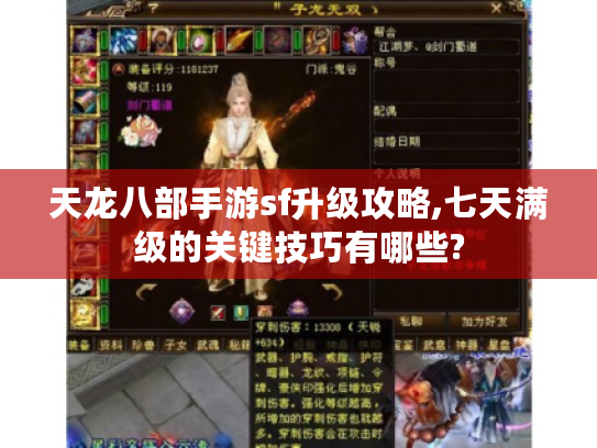 天龙八部手游sf升级攻略,七天满级的关键技巧有哪些?