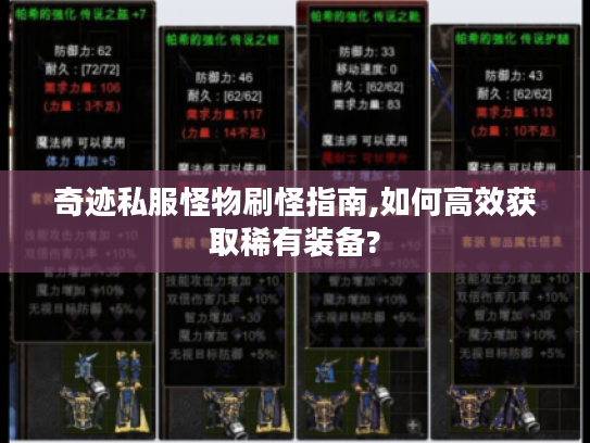 奇迹私服怪物刷怪指南,如何高效获取稀有装备?