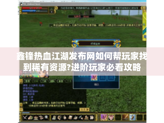 鑫锋热血江湖发布网如何帮玩家找到稀有资源?进阶玩家必看攻略