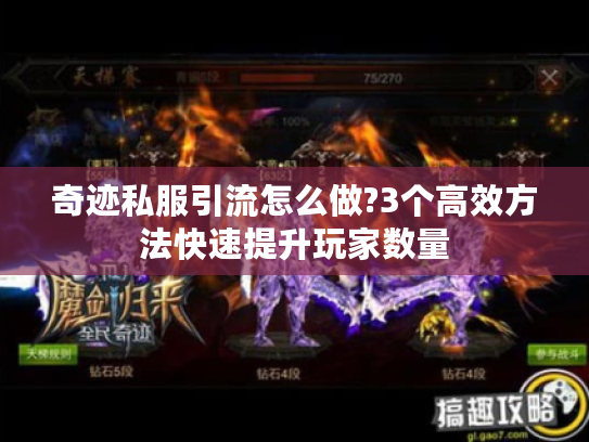 奇迹私服引流怎么做?3个高效方法快速提升玩家数量 奇迹私服引流怎么做?3个高效方法快速提升玩家数量