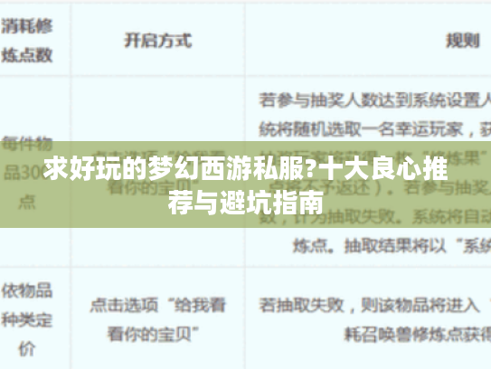 求好玩的梦幻西游私服?十大良心推荐与避坑指南