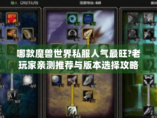 哪款魔兽世界私服人气最旺?老玩家亲测推荐与版本选择攻略