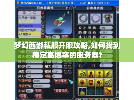 梦幻西游私服开服攻略,如何找到稳定高爆率的服务器?