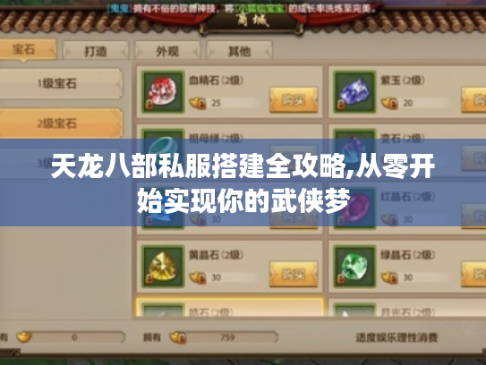 天龙八部私服搭建全攻略,从零开始实现你的武侠梦
