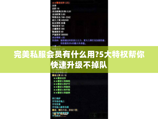 完美私服会员有什么用?5大特权帮你快速升级不掉队