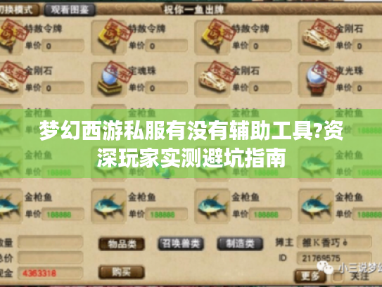 梦幻西游私服有没有辅助工具?资深玩家实测避坑指南
