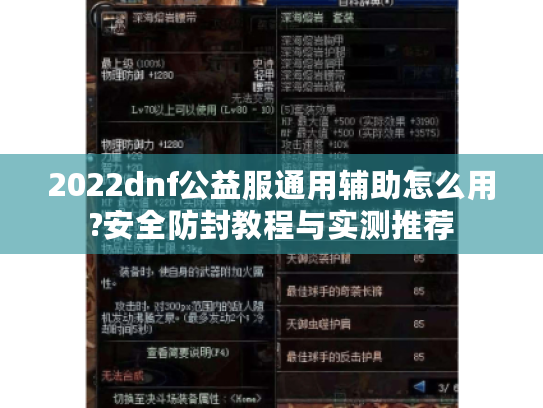 2022dnf公益服通用辅助怎么用?安全防封教程与实测推荐