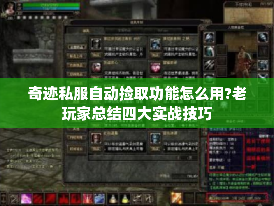 奇迹私服自动捡取功能怎么用?老玩家总结四大实战技巧