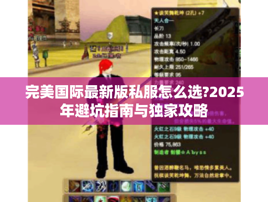 完美国际最新版私服怎么选?2025年避坑指南与独家攻略