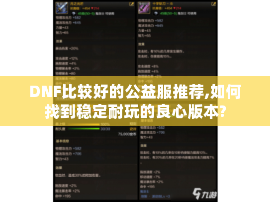 DNF比较好的公益服推荐,如何找到稳定耐玩的良心版本?