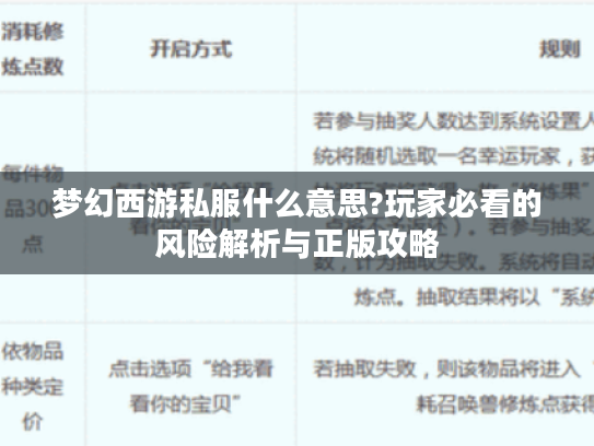 梦幻西游私服什么意思?玩家必看的风险解析与正版攻略