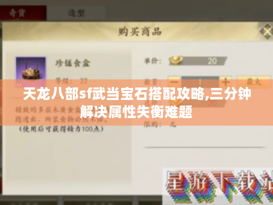 天龙八部sf武当宝石搭配攻略,三分钟解决属性失衡难题