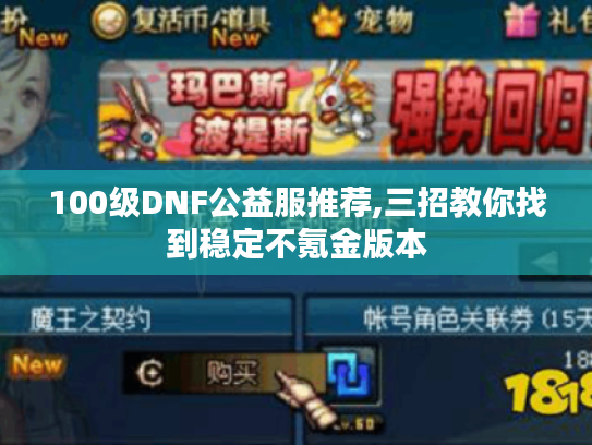100级DNF公益服推荐,三招教你找到稳定不氪金版本