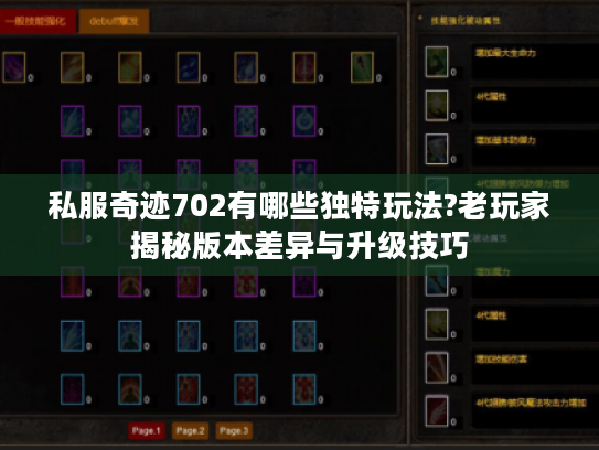私服奇迹702有哪些独特玩法?老玩家揭秘版本差异与升级技巧