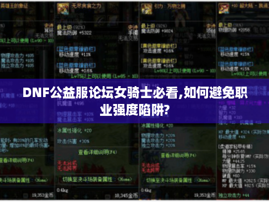 DNF公益服论坛女骑士必看,如何避免职业强度陷阱?