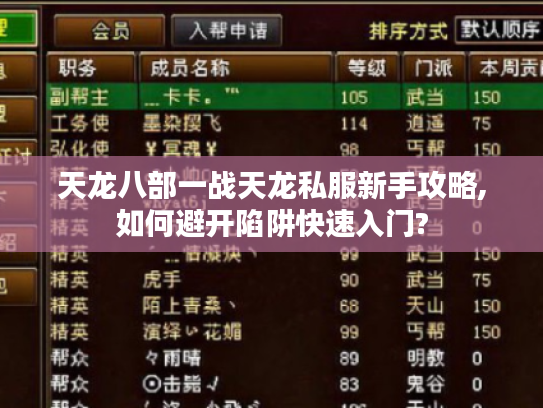天龙八部一战天龙私服新手攻略,如何避开陷阱快速入门?