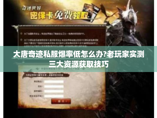 大唐奇迹私服爆率低怎么办?老玩家实测三大资源获取技巧