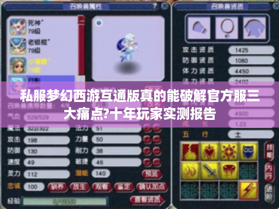 私服梦幻西游互通版真的能破解官方服三大痛点?十年玩家实测报告