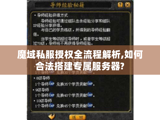 魔域私服授权全流程解析,如何合法搭建专属服务器?