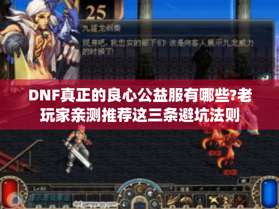 DNF真正的良心公益服有哪些?老玩家亲测推荐这三条避坑法则
