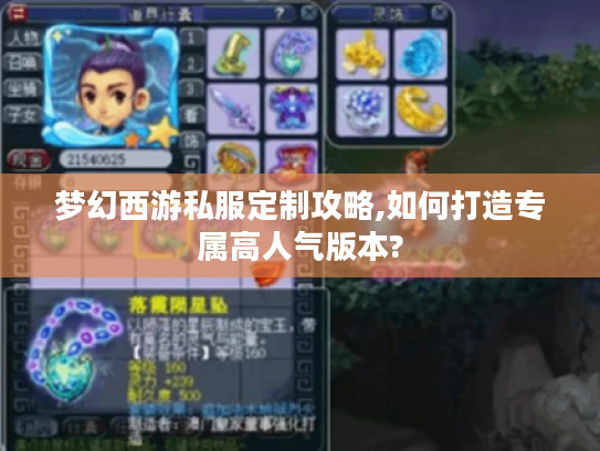 梦幻西游私服定制攻略,如何打造专属高人气版本?