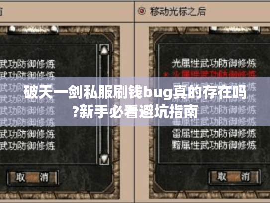 破天一剑私服刷钱bug真的存在吗?新手必看避坑指南