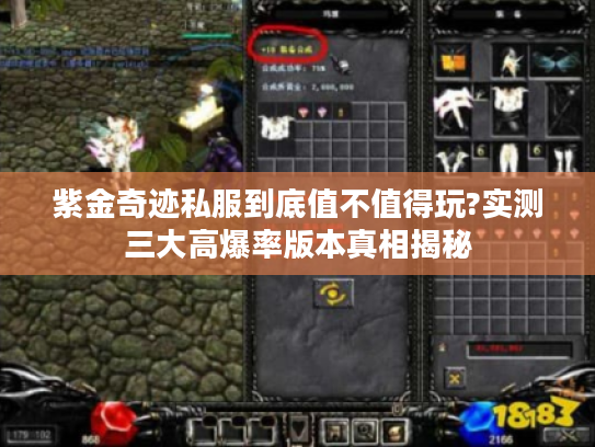 紫金奇迹私服到底值不值得玩?实测三大高爆率版本真相揭秘