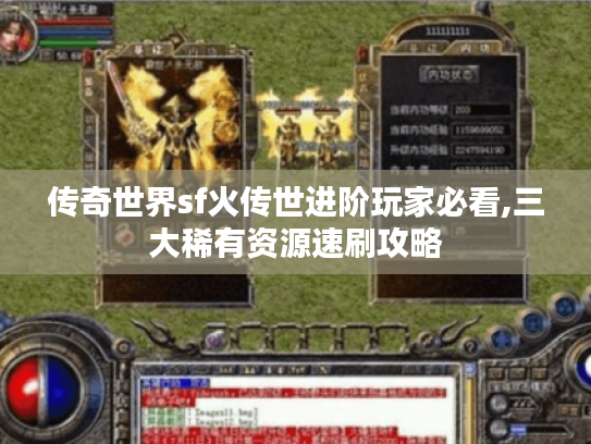 传奇世界sf火传世进阶玩家必看,三大稀有资源速刷攻略
