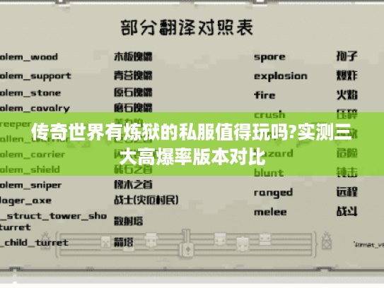 传奇世界有炼狱的私服值得玩吗?实测三大高爆率版本对比