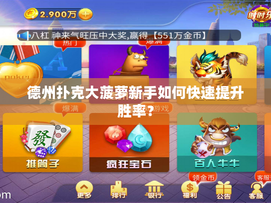 德州扑克大菠萝新手如何快速提升胜率？