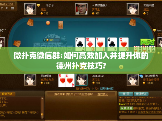 微扑克微信群:如何高效加入并提升你的德州扑克技巧?
