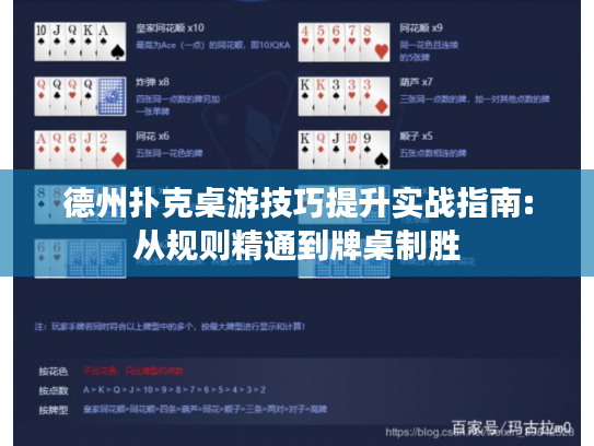 德州扑克桌游技巧提升实战指南:从规则精通到牌桌制胜