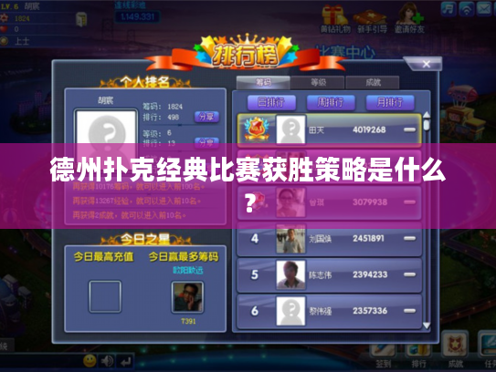 德州扑克经典比赛获胜策略是什么？