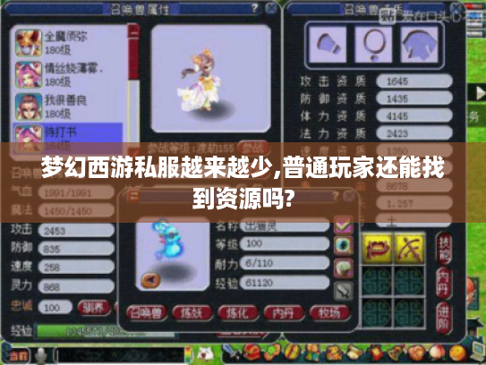 梦幻西游私服越来越少,普通玩家还能找到资源吗?