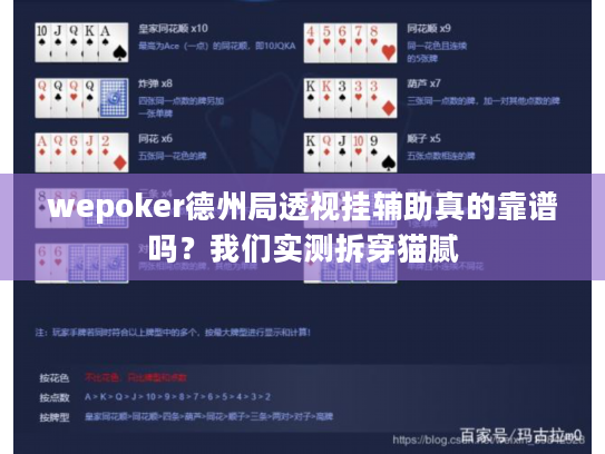 wepoker德州局透视挂辅助真的靠谱吗？我们实测拆穿猫腻