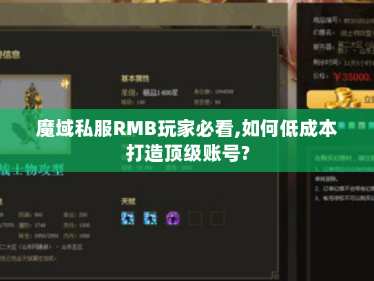 魔域私服RMB玩家必看,如何低成本打造顶级账号? 魔域私服RMB玩家必看,如何低成本打造顶级账号?