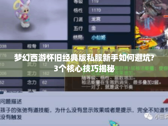 梦幻西游怀旧经典版私服新手如何避坑?3个核心技巧揭秘