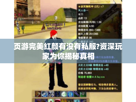 页游完美红颜有没有私服?资深玩家为你揭秘真相