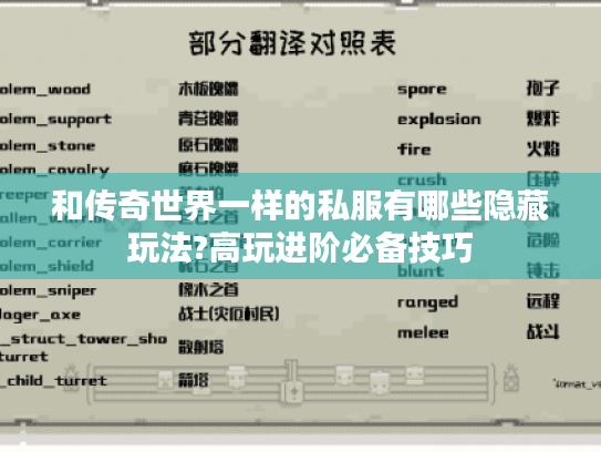 和传奇世界一样的私服有哪些隐藏玩法?高玩进阶必备技巧