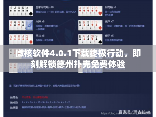 微核软件4.0.1下载终极行动，即刻解锁德州扑克免费体验