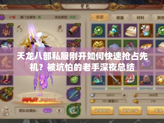 天龙八部私服刚开如何快速抢占先机？被坑怕的老手深夜总结