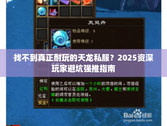 找不到真正耐玩的天龙私服？2025资深玩家避坑强推指南