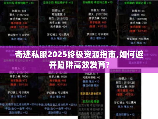 奇迹私服2025终极资源指南,如何避开陷阱高效发育? 奇迹私服2025终极资源指南,如何避开陷阱高效发育?
