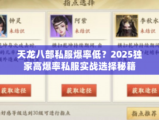 天龙八部私服爆率低？2025独家高爆率私服实战选择秘籍